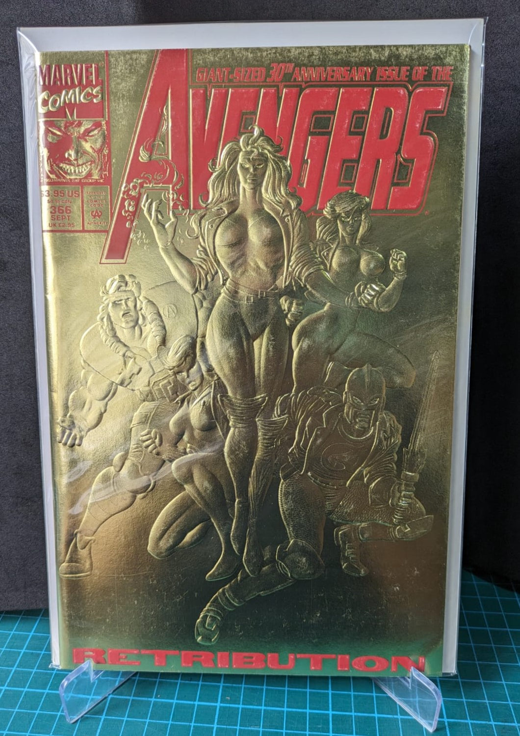 Avengers 366 (1993) Giant-sized, gold embossed cover.