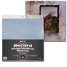 Load image into Gallery viewer, BCW 33RPM 2mm Outer Sleeves + Polylined Paper (with hole) Inner Sleeves (Packs of 10s)
