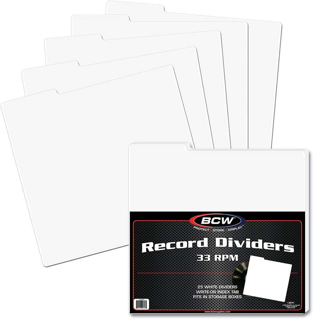 BCW 33 RPM (12'') Vinyl Dividers - pack of 3s