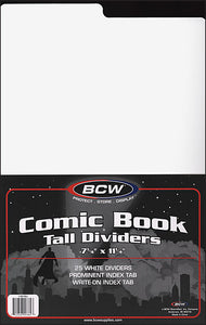 BCW Tall Comic Dividers- White (Pack of 3s)